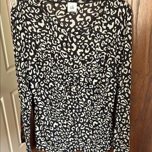 Cabi Black and White Leopard Print Top